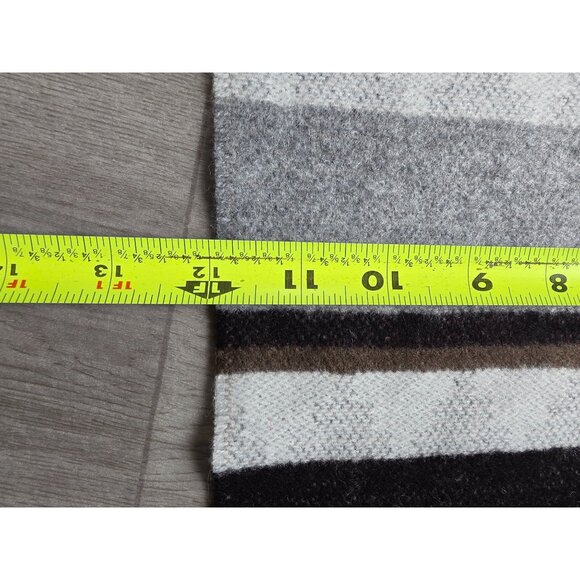 Guillaume De Mons Paris Brown Gray Striped Wool Scarf Shawl  Fringe 62"x12" - Picture 5 of 5